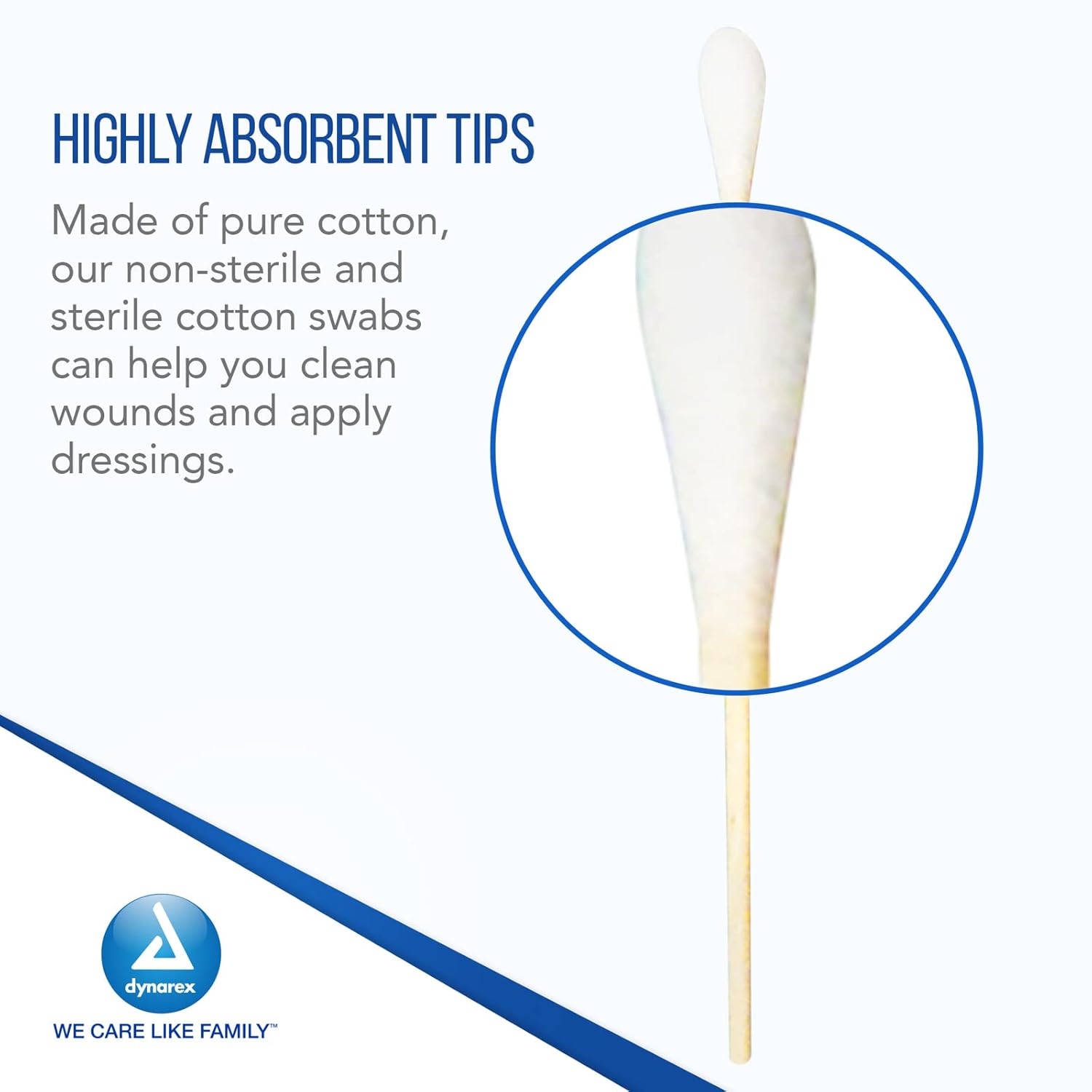 Dynarex Cotton Tipped Wood Applicators - Sterile 6" Length, 100ea/bx, 10bxs/cs (1000 Count)