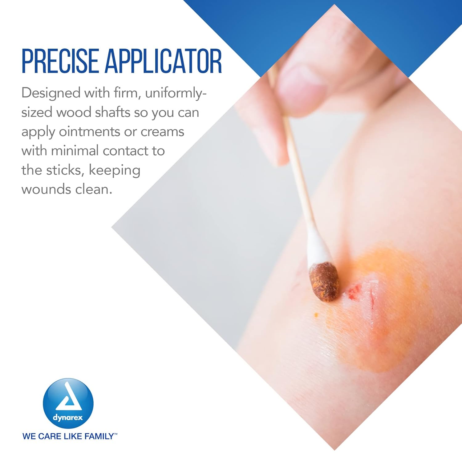 Dynarex Cotton Tipped Wood Applicators - Sterile 6" Length, 100ea/bx, 10bxs/cs (1000 Count)