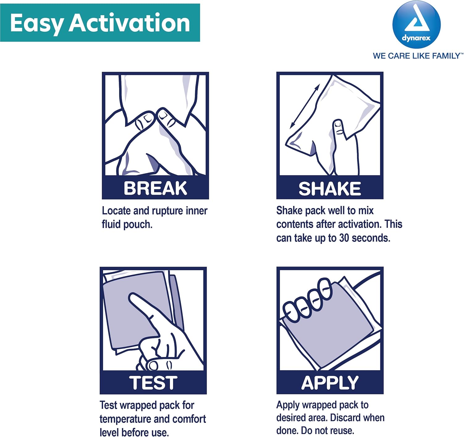 Dynarex Instant Cold Pack 4" x 5" - 2ea/bx, 36bxs/cs (72 Count)