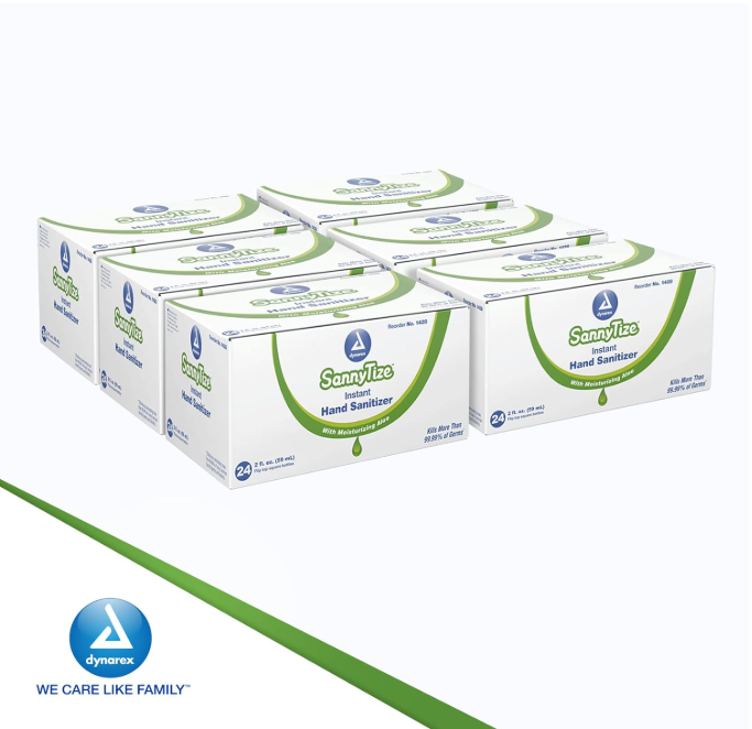 Dynarex Instant Hand Sanitizer, 4 oz. Round Bottle, 24bot/bx, 4bxs/case (96 Count)