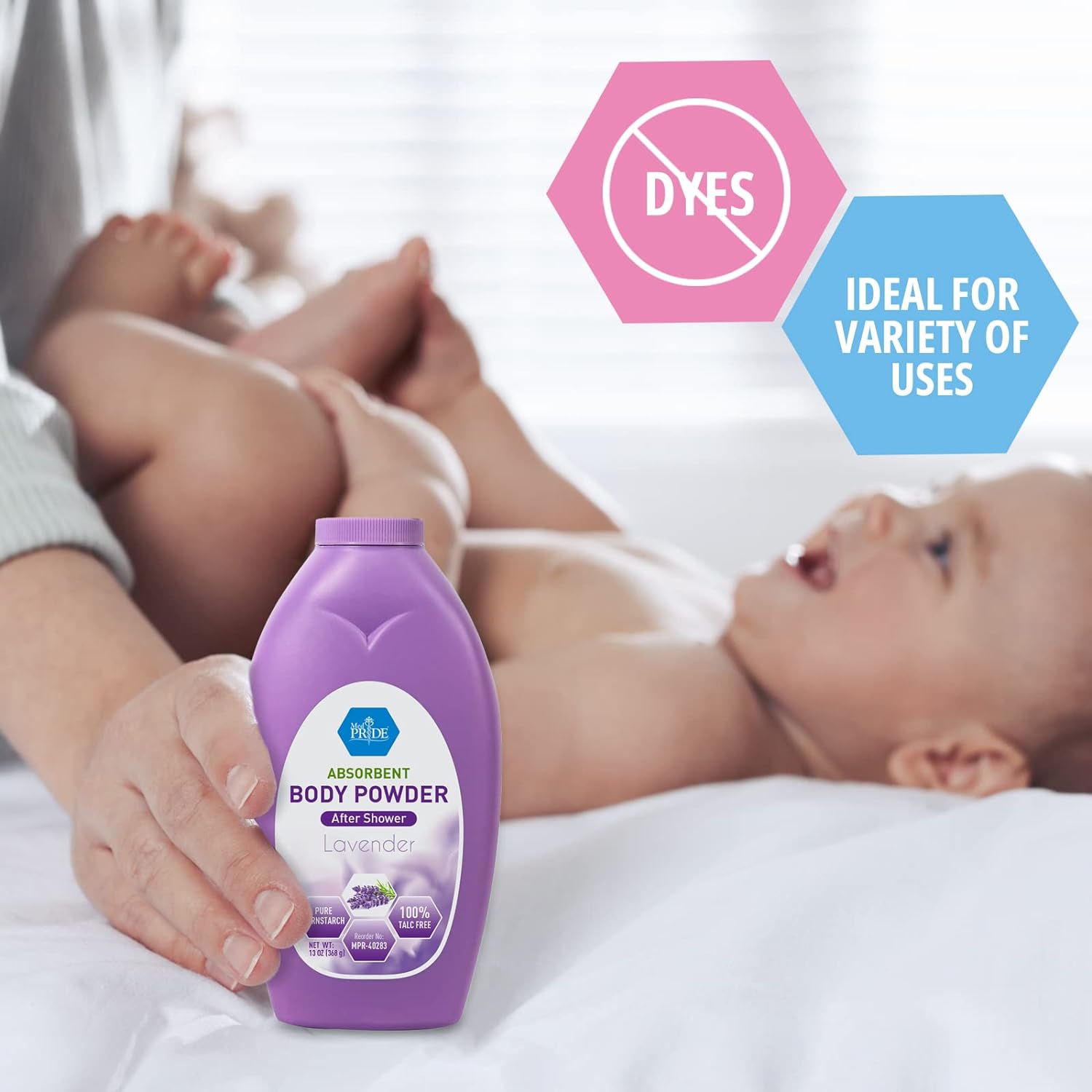 MedPride Body Powder w/seal - Lavender Bottle 13 oz, 24/cs.