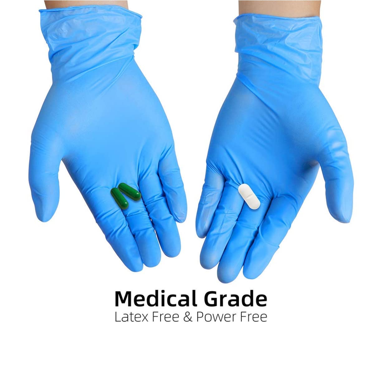 Basic Medical Synmax Nitrile-Vinyl blend Blue Exam Gloves Powder Free, Latex Free 1000 count