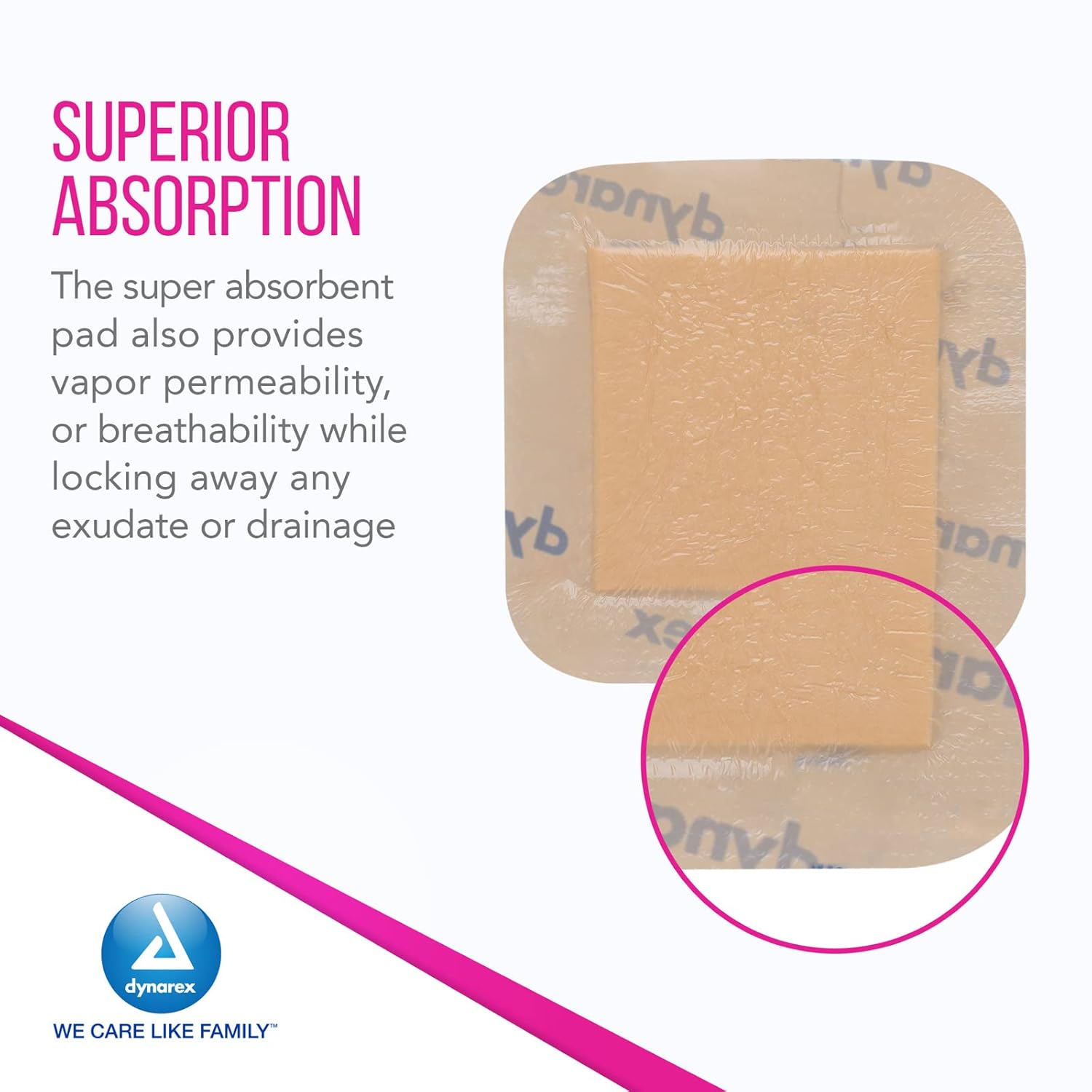 Dynarex SiliGentle - Silicone Bordered Foam Dressing, 10ea/bx, 12bxs/cs (120 Count)