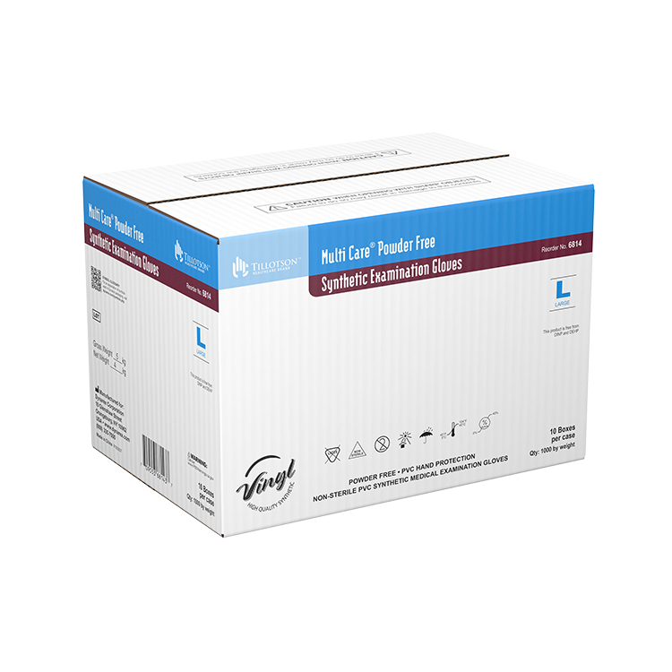 Dynarex Multi Care Vinyl Exam Gloves, Powder-Free - 100ea/bx, 10bxs/cs (1000 Count)