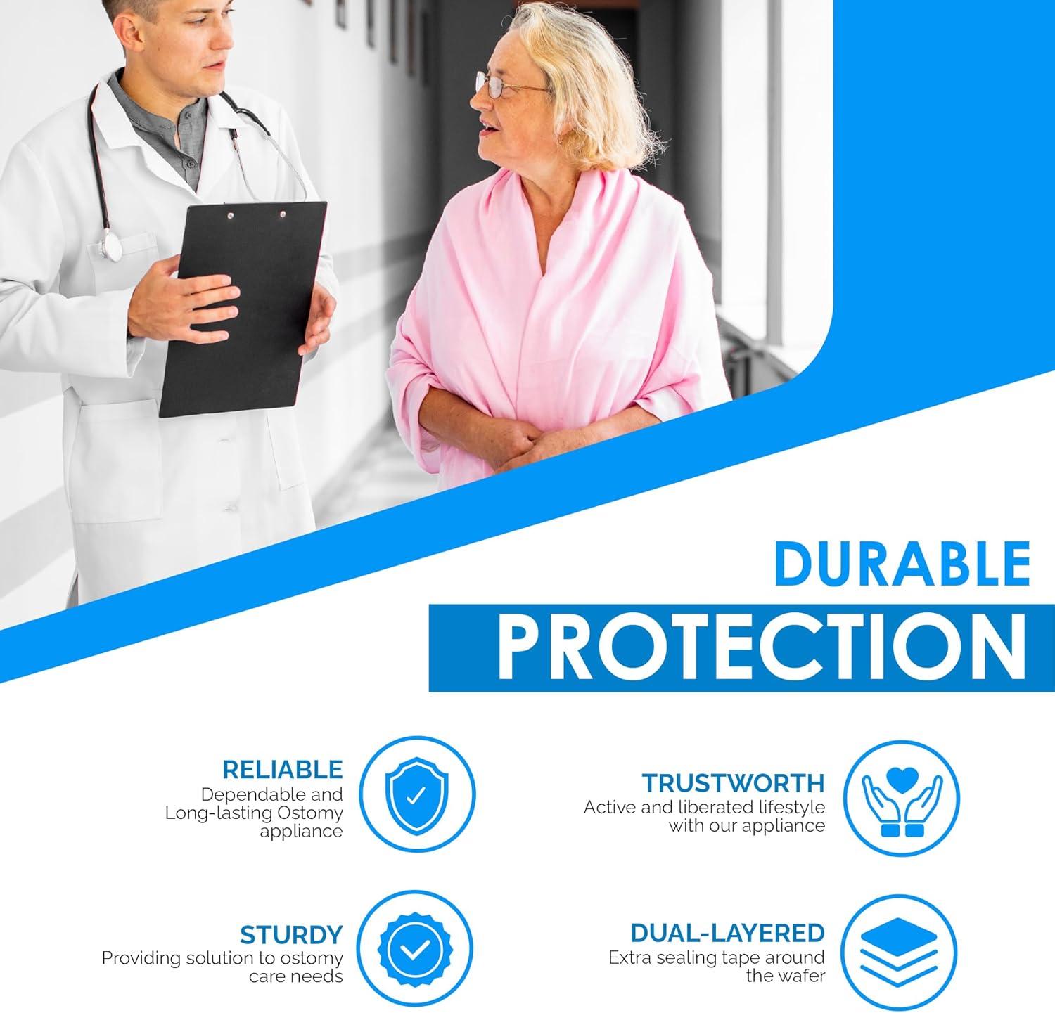 Safe N Simple 9" Drainable 2-Piece Pouch Beige, Flange with Belt Tabs and One Curved Tail Closure (80 Count)