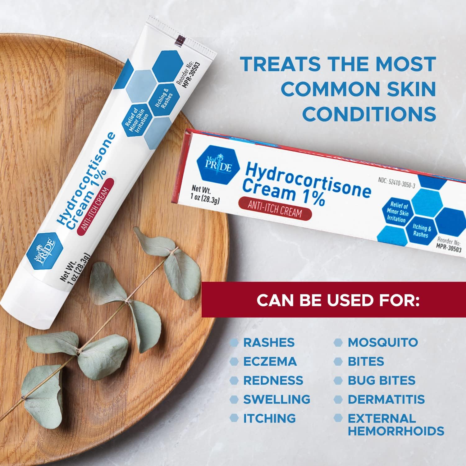 MedPride Hydrocortisone Cream 1% Dermatitis Cream Anti Itch Cream for Itchy Skin Relief, 1oz. Tubes - Indv. Boxed - 72/cs.