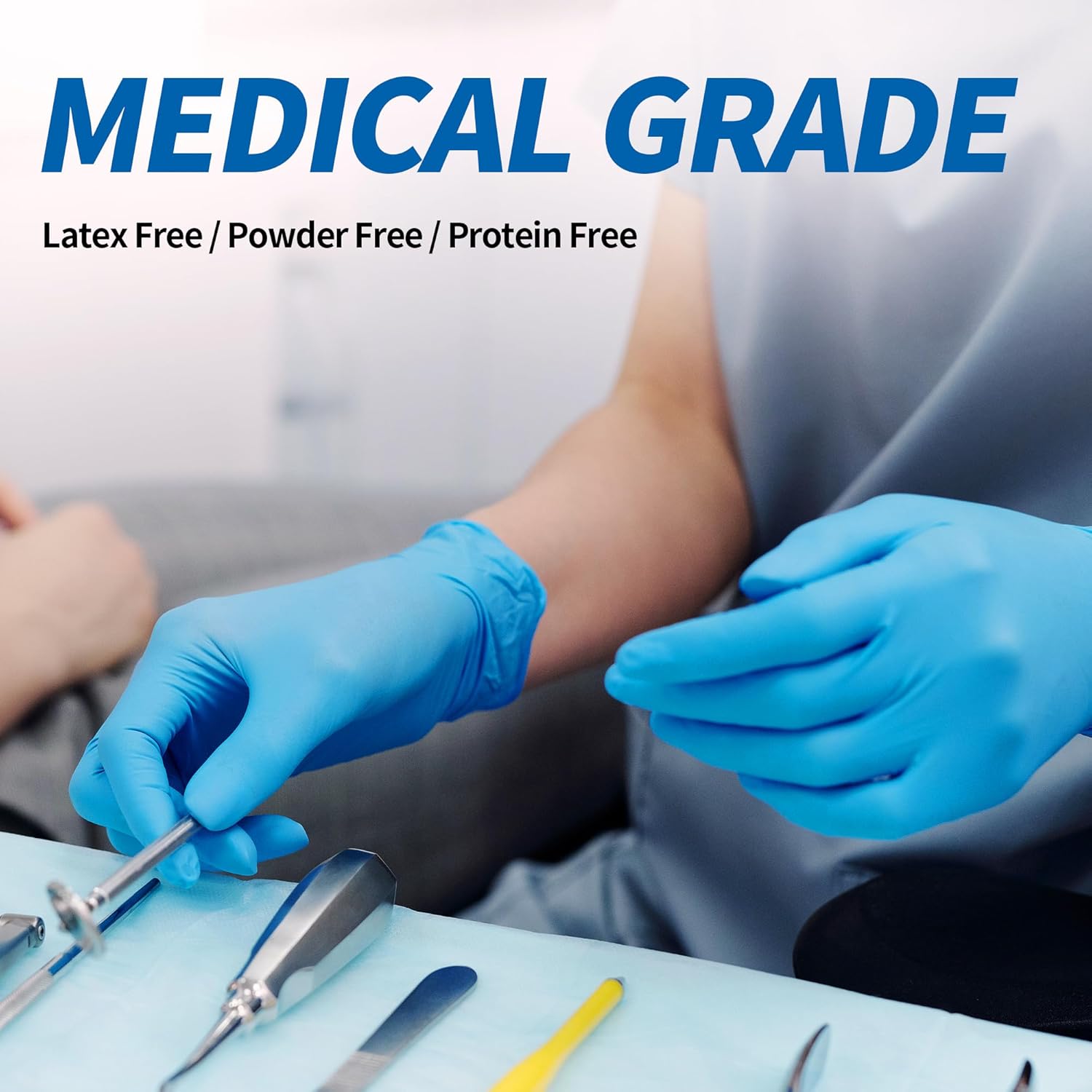 Basic Medical Synmax Nitrile-Vinyl blend Blue Exam Gloves Powder Free, Latex Free 1000 count