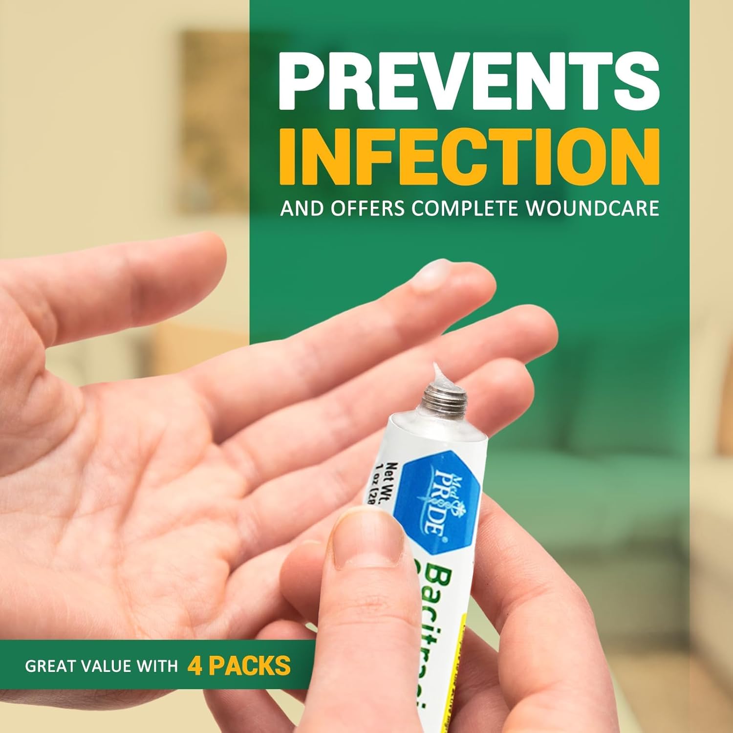 MedPride Bacitracin Zinc Ointment First Aid Antibiotic - 1oz. Tubes - Indv. Boxed- Case of 72