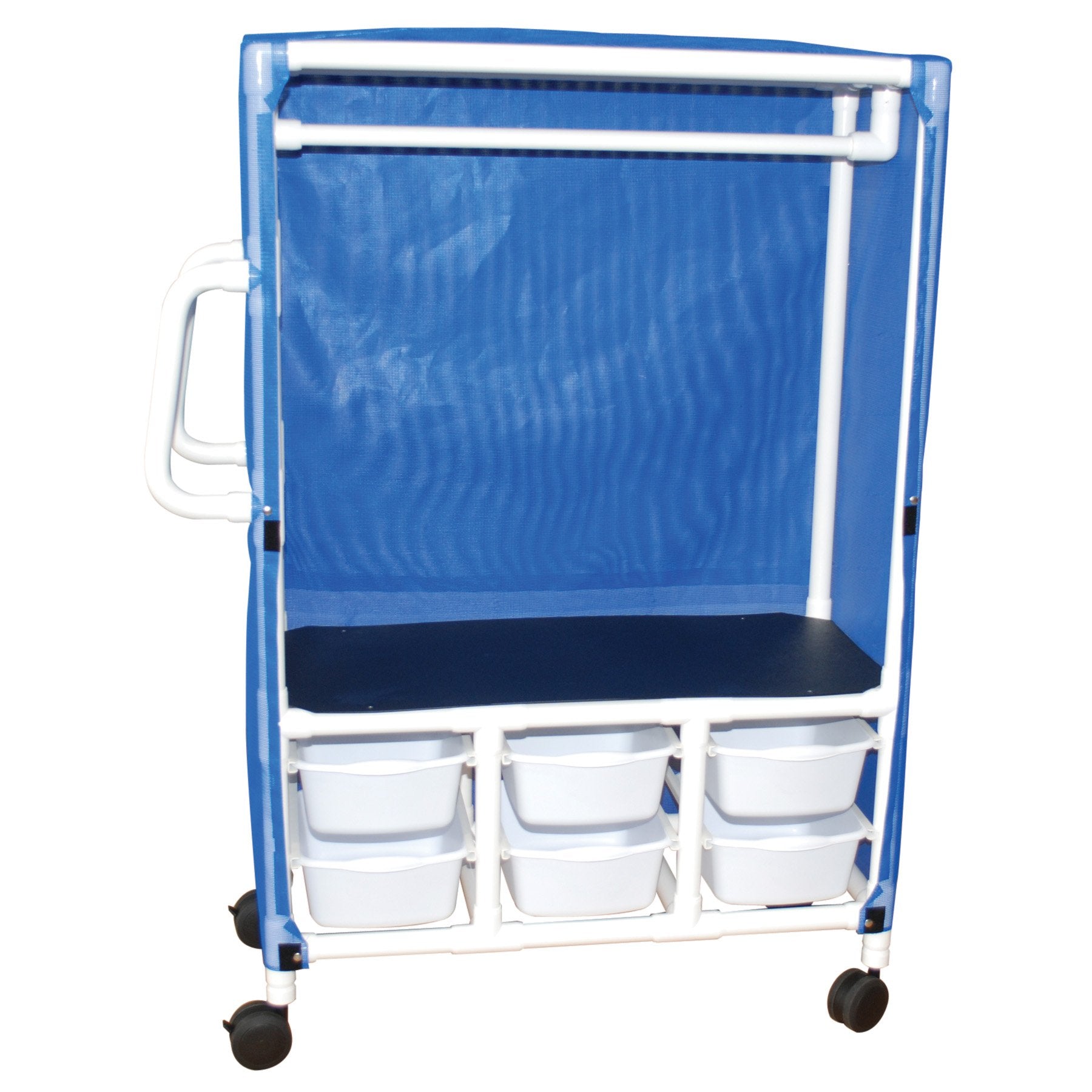 MJM International 345-1C-6T Linen / Specialty Cart with Cover 1 Shelf PVC 4" Twin Casters