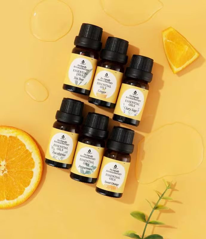 Pet-Friendly Aromatherapy Essential Oils Collection - Cedarwood, Chamomile, Frankincense, Ginger, Lavender, and Rosemary by Pursonic