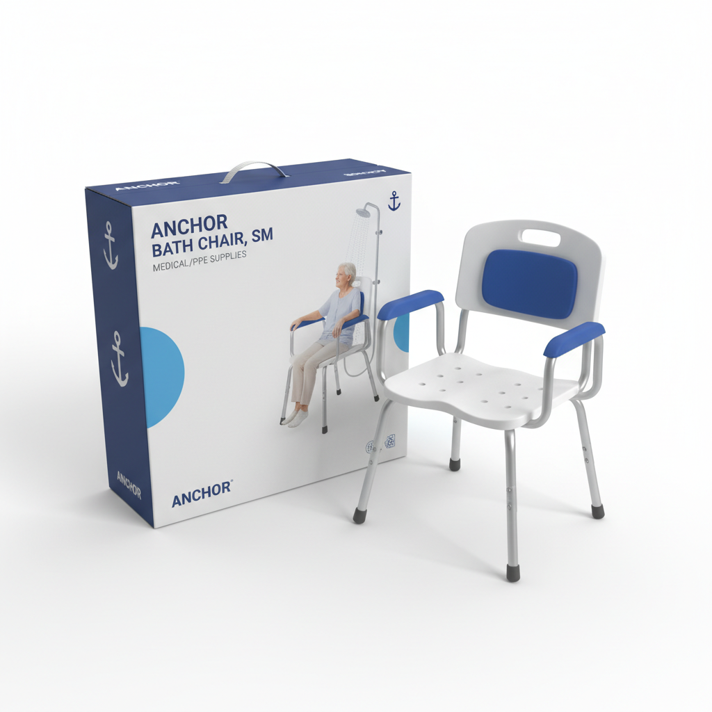 Anchor Bath Chair, Sm - angled view showing packaging
