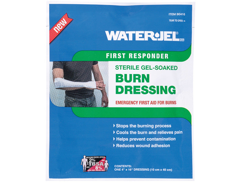 Water Jel First Responder Sterile Burn Dressing - 4” x 16” (28 Dressings - 4 Cartons/7 Each)