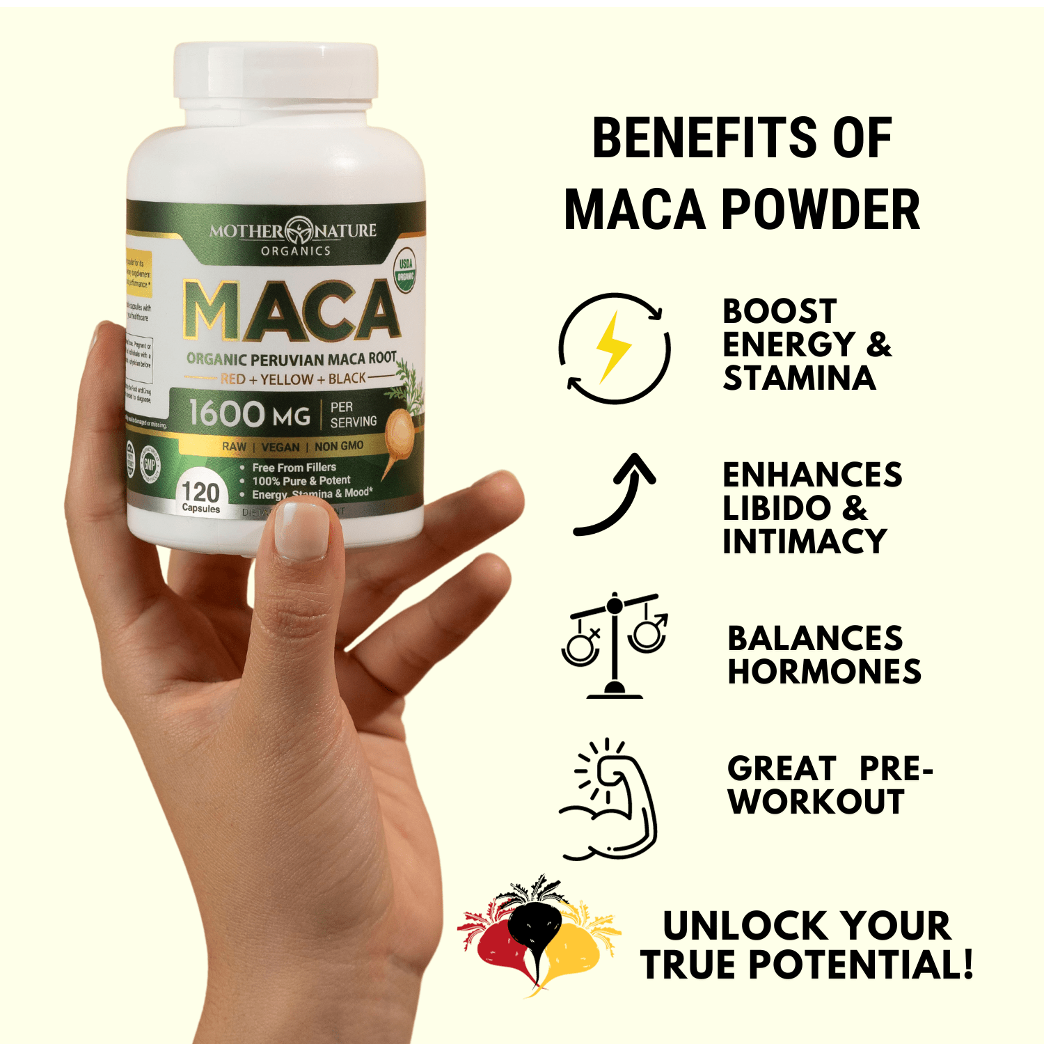 USDA Organic Maca Root Capsules by Mother Nature Organics