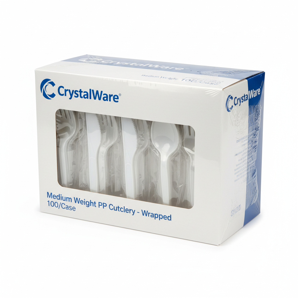 CrystalWare Medium Weight PP Cutlery - Wrapped 1000/Case - close-up detail shot
