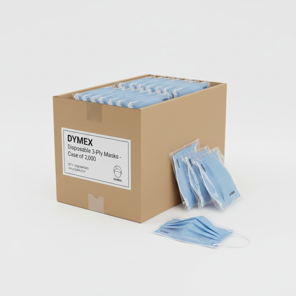 DYMEX Disposable 3-Ply Masks - Case of 2,000 - close-up detail shot