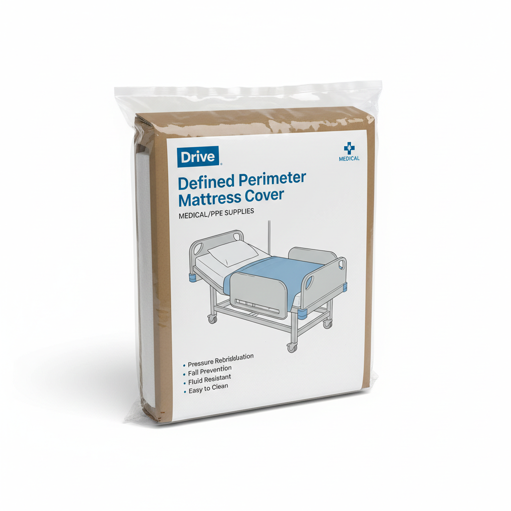 Defined Perimeter Mattress Cover - angled view showing packaging