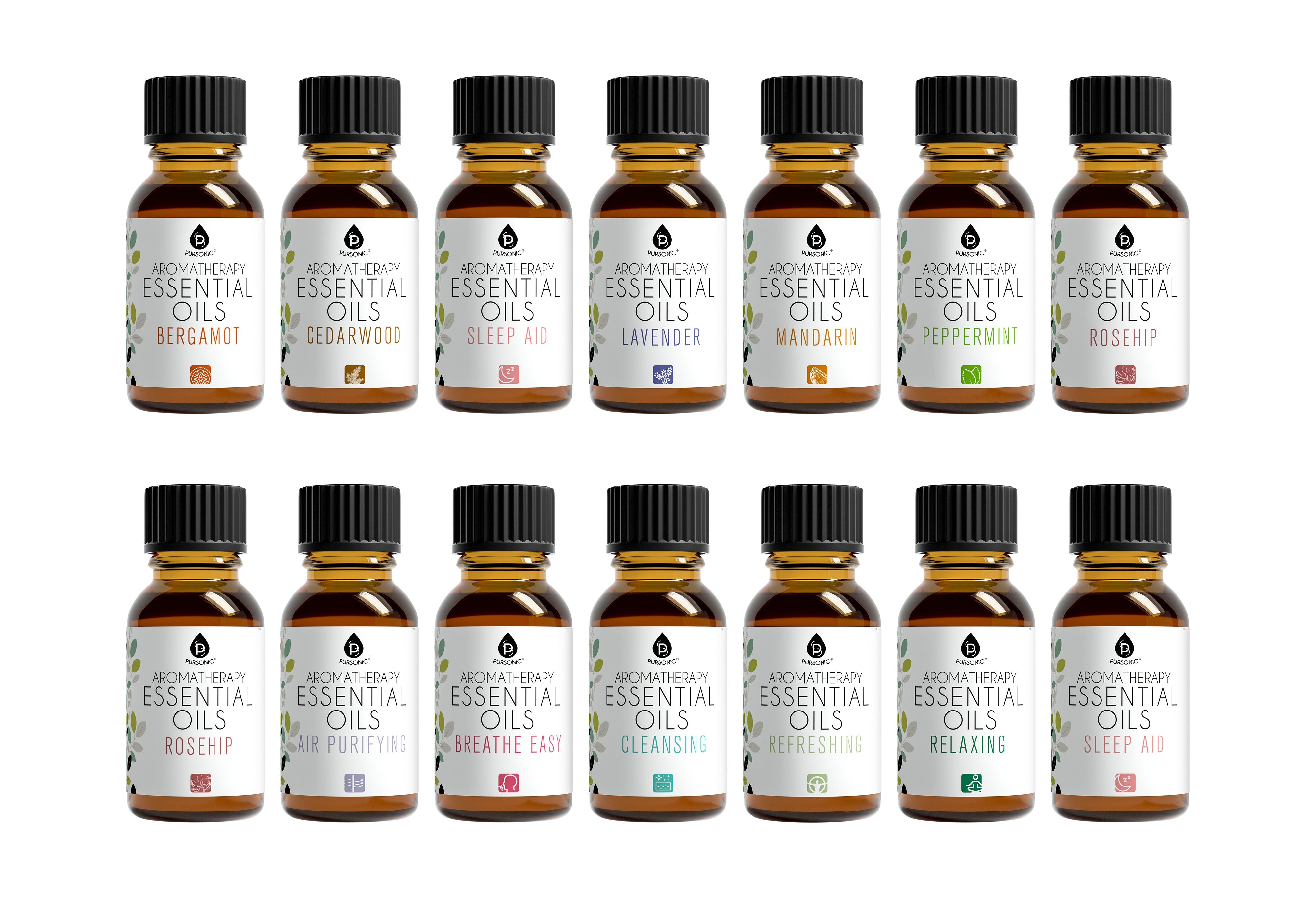 Aromatherapy Essential Oils 14-Pack Gift Set by Pursonic