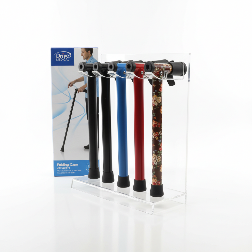 Folding Cane Display - angled view showing packaging