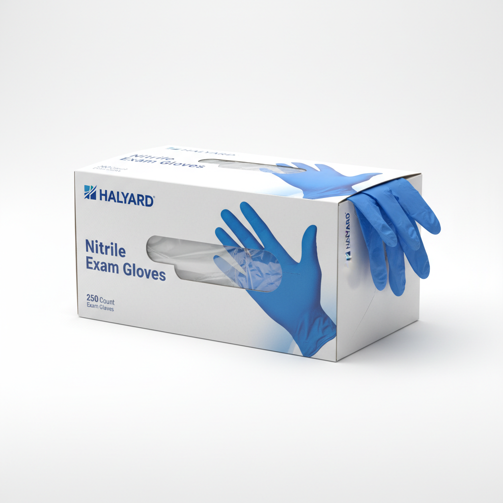 Halyard Nitrile Exam Gloves, 250 Count - close-up detail shot