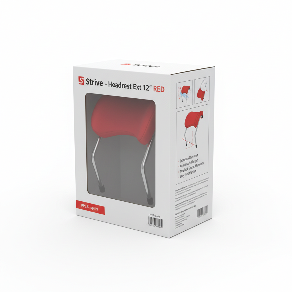 Headrest Ext 12", Red - angled view showing packaging