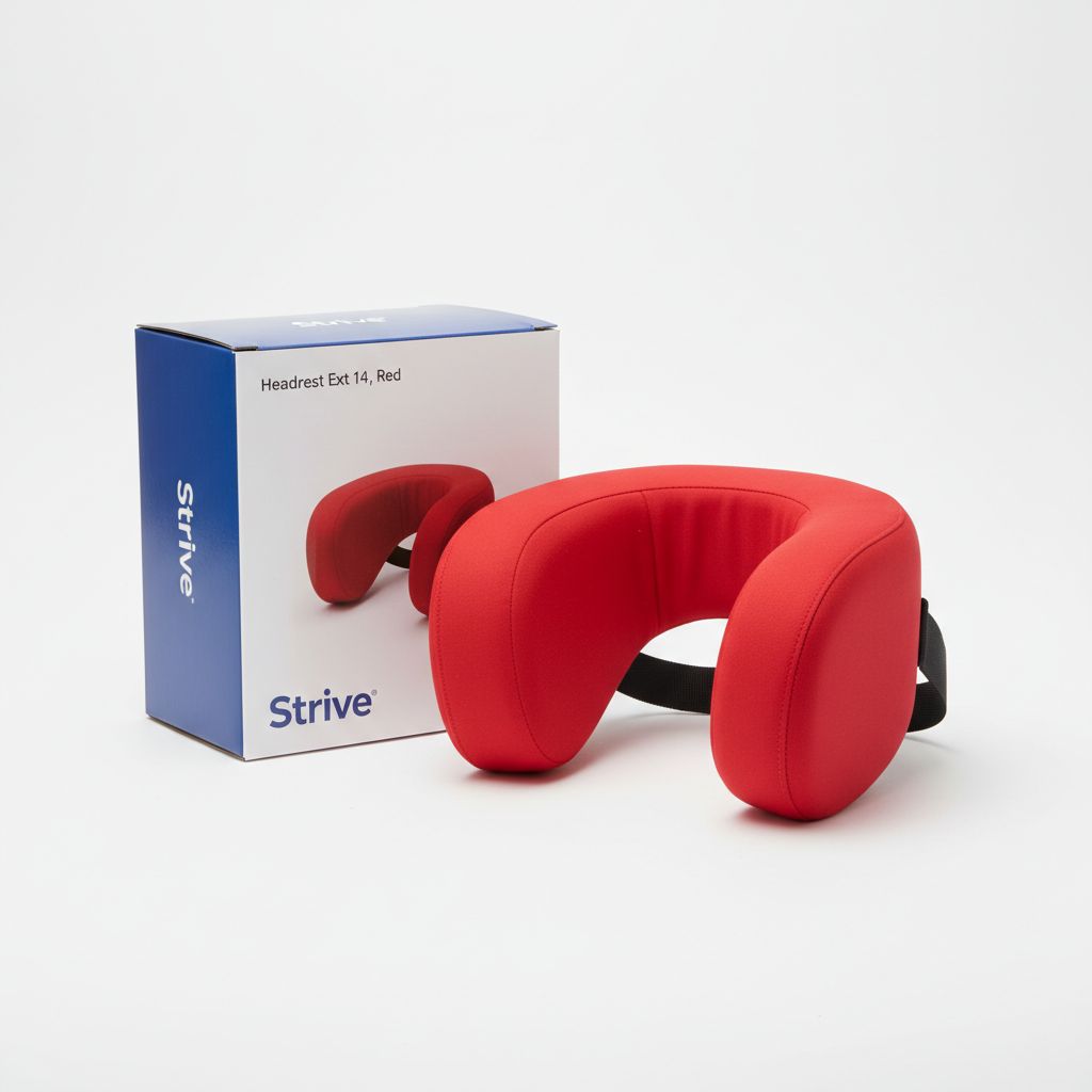 Headrest Ext 14", Red - angled view showing packaging