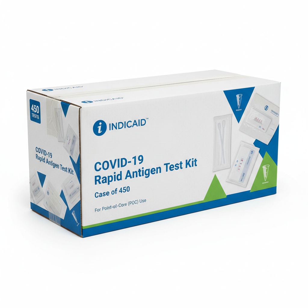 INDICAID™ COVID-19 Rapid Antigen Test Kit  - Case of 450 - close-up detail shot