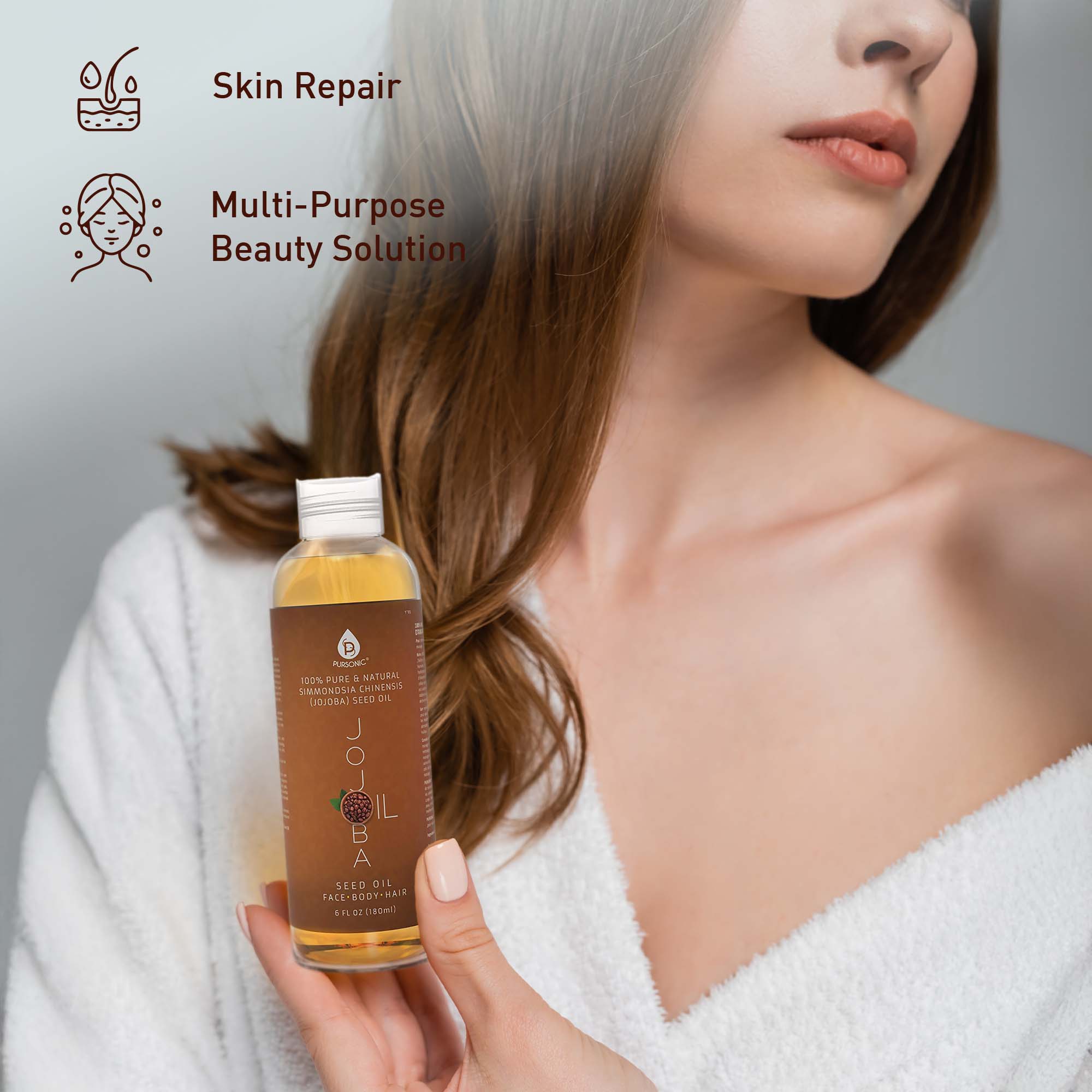 100% Pure & Natural Golden Jojoba Oil 6 Oz by Pursonic