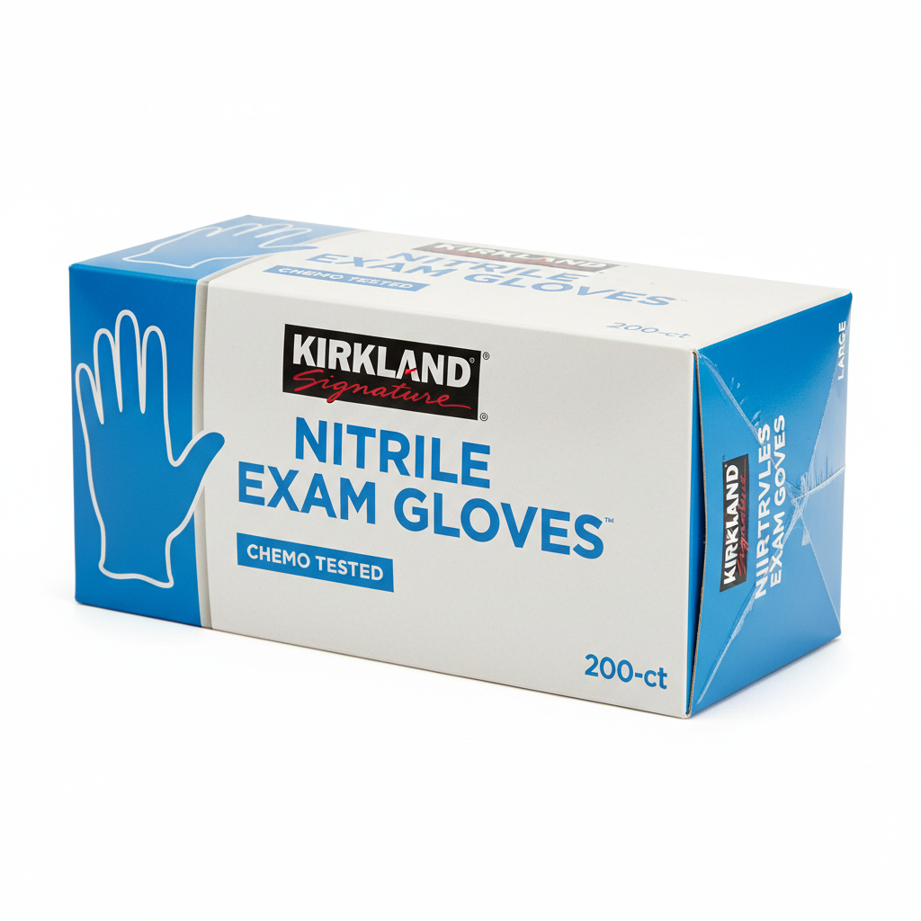 Kirkland 200-ct. Chemo Tested Nitrile Exam Gloves - close-up detail shot