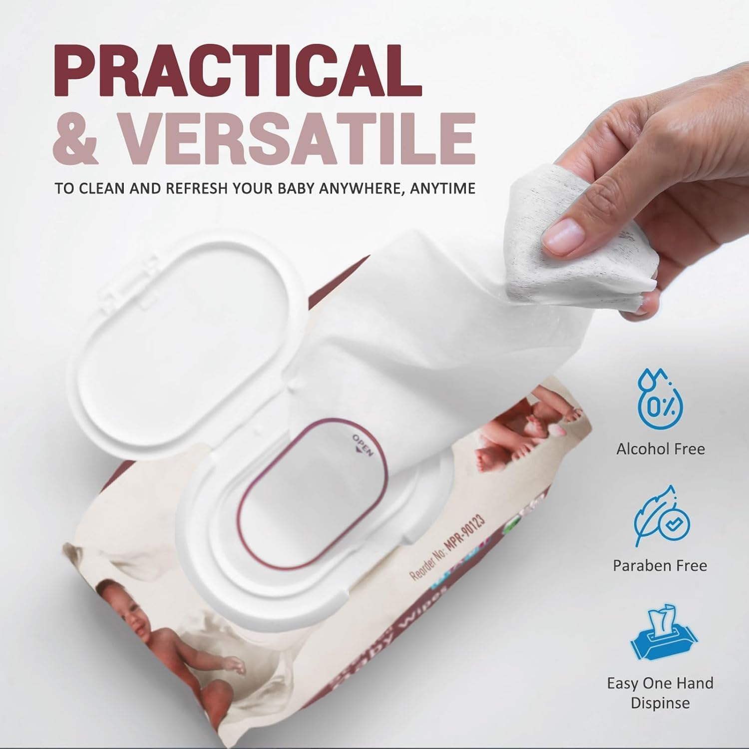 MedPride Baby Wipes, Unscented with Aloe Vera and Vitamin E, Pink 6" x 7.5", 80/Pack, Case of 24 (1920 count)