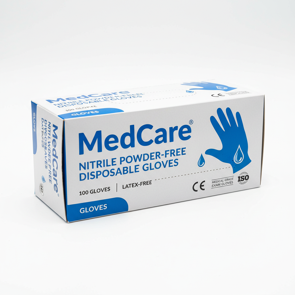 MedCare Nitrile Powder-Free Disposable Gloves - close-up detail shot
