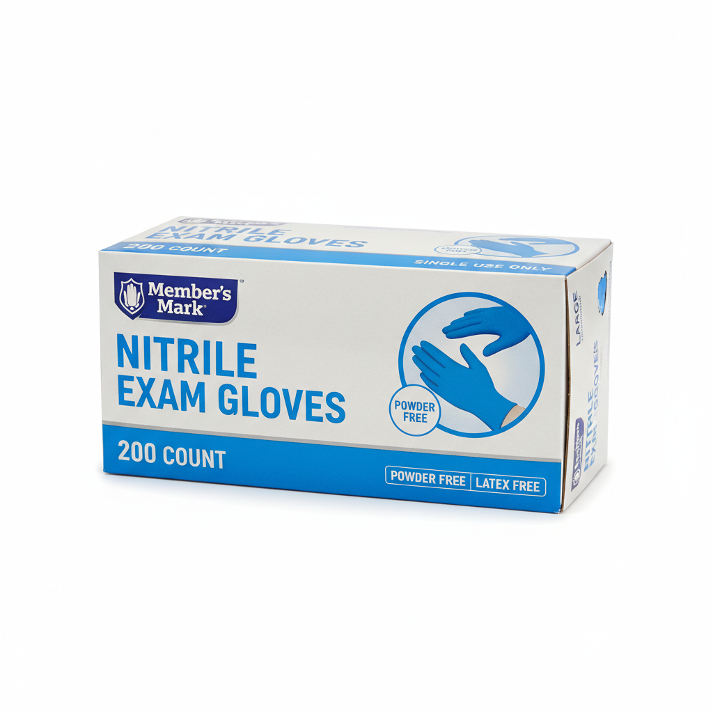 Member's Mark 200 Count Nitrile Exam Gloves - close-up detail shot