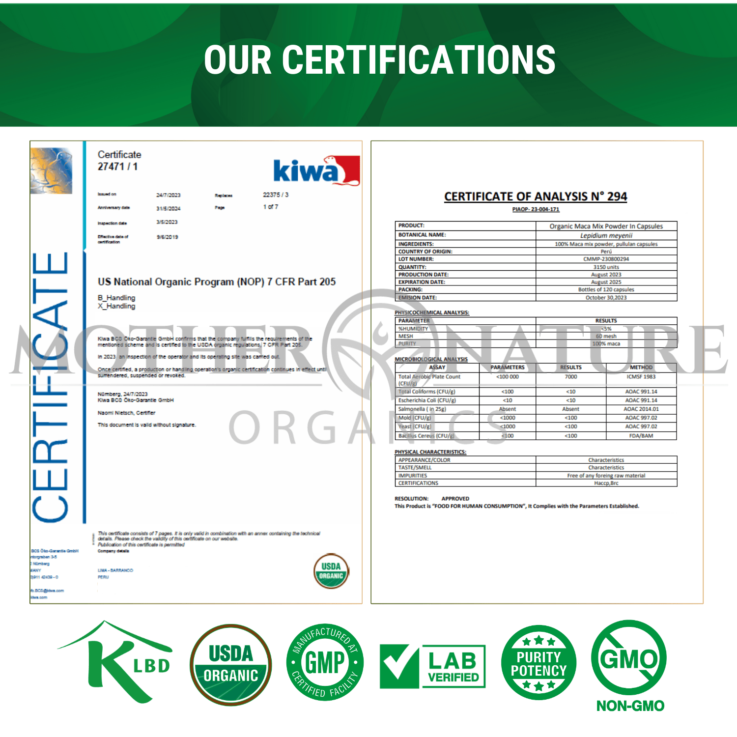 USDA Organic Maca Root Capsules by Mother Nature Organics