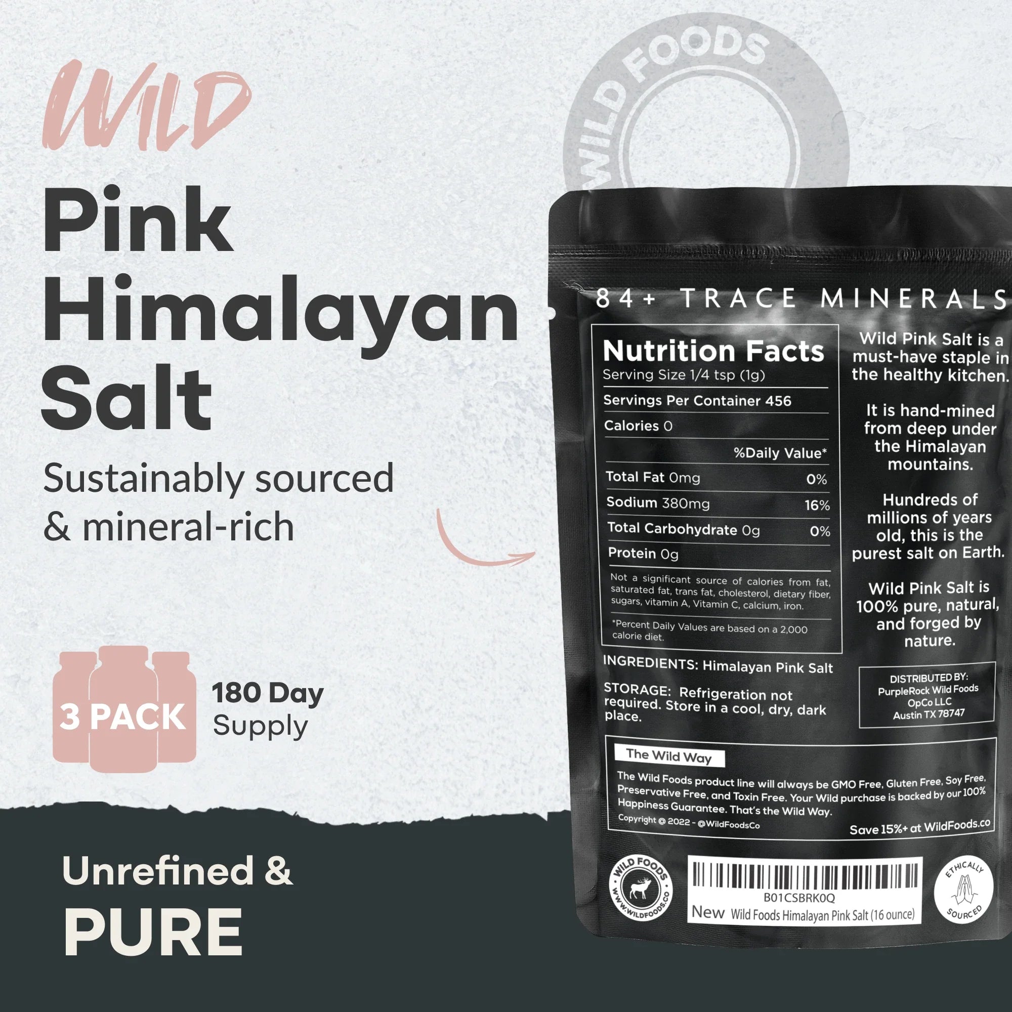 Himalayan Pink Salt – Mineral-Rich Gourmet Salt for Flavor & Health by Wild Foods
