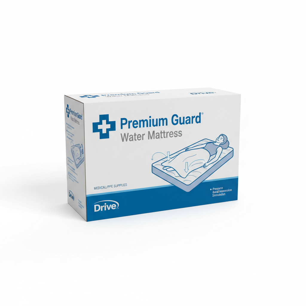 Premium Guard Water Mattress - angled view showing packaging