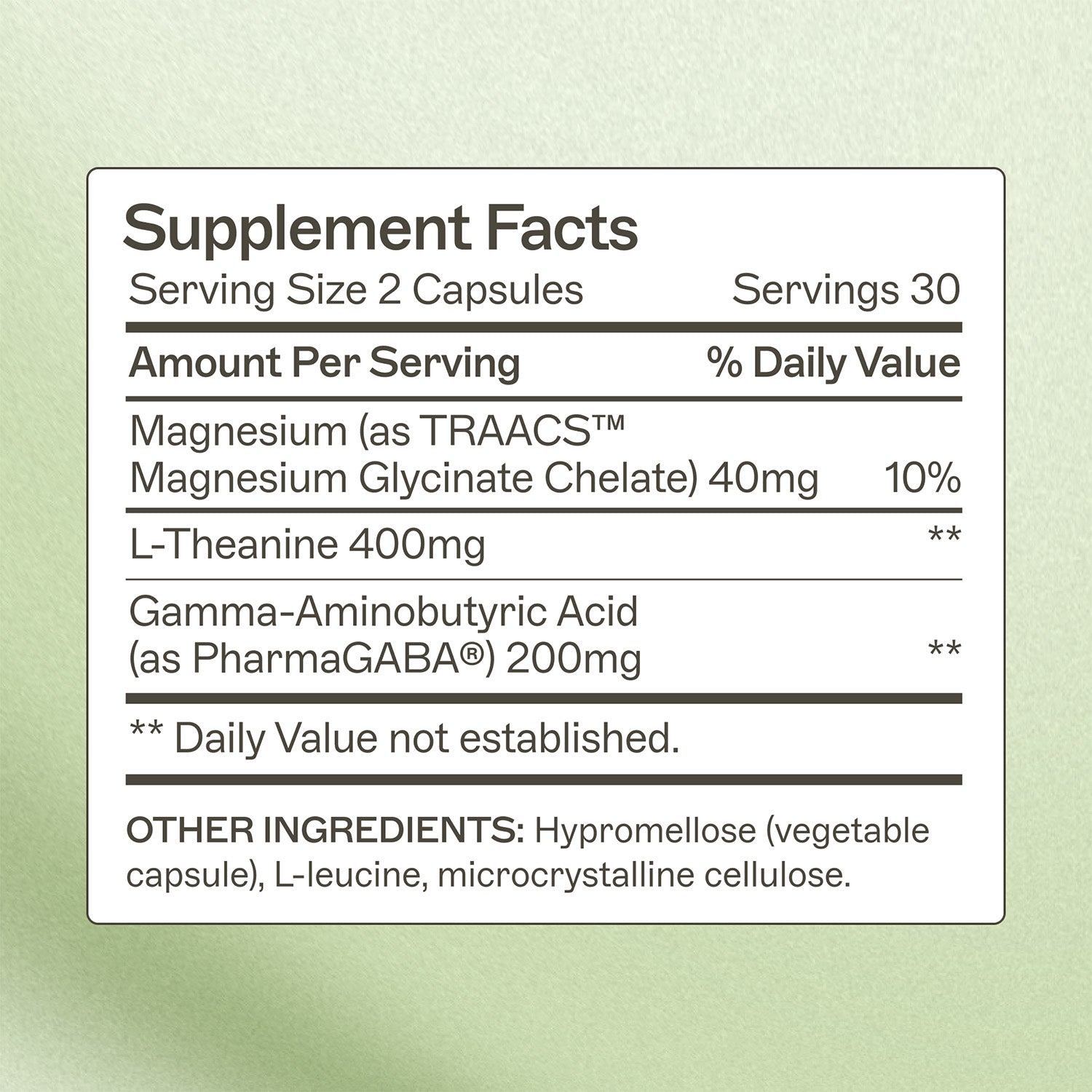 Rest and Restore™ supplement facts panel