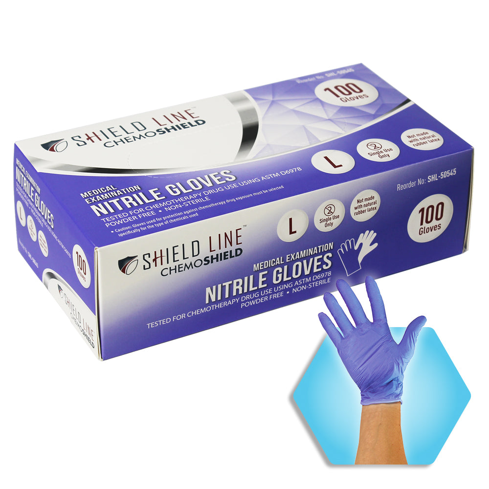 MedPride Shield Line Medical Exam Nitrile Gloves 4 Mil Thick ChemoShield Non-Sterile Powder Free - 100 Gloves / Case of 10 (1000 count)