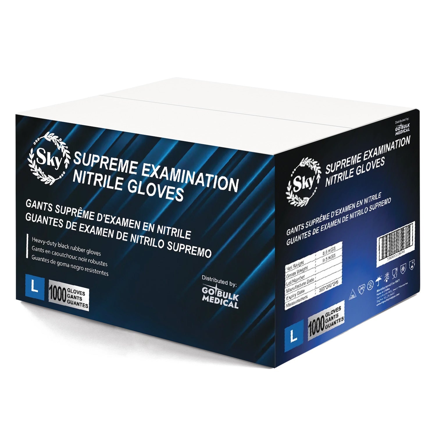 Pallet Sky Black Nitrile Exam Gloves of 100 Cases(100,000 Gloves) 5 mil Thick Powder-Free Heavy Duty Disposable