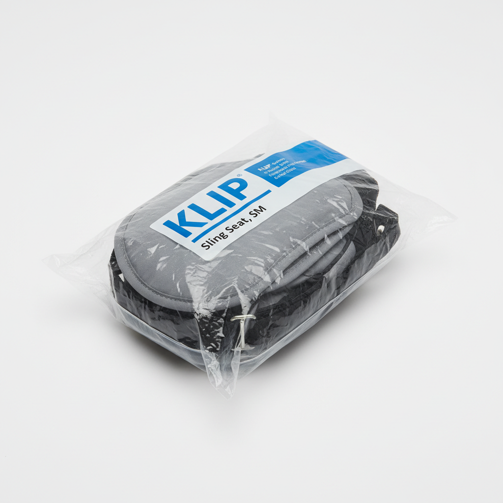 Sling Seat, Sm - angled view showing packaging