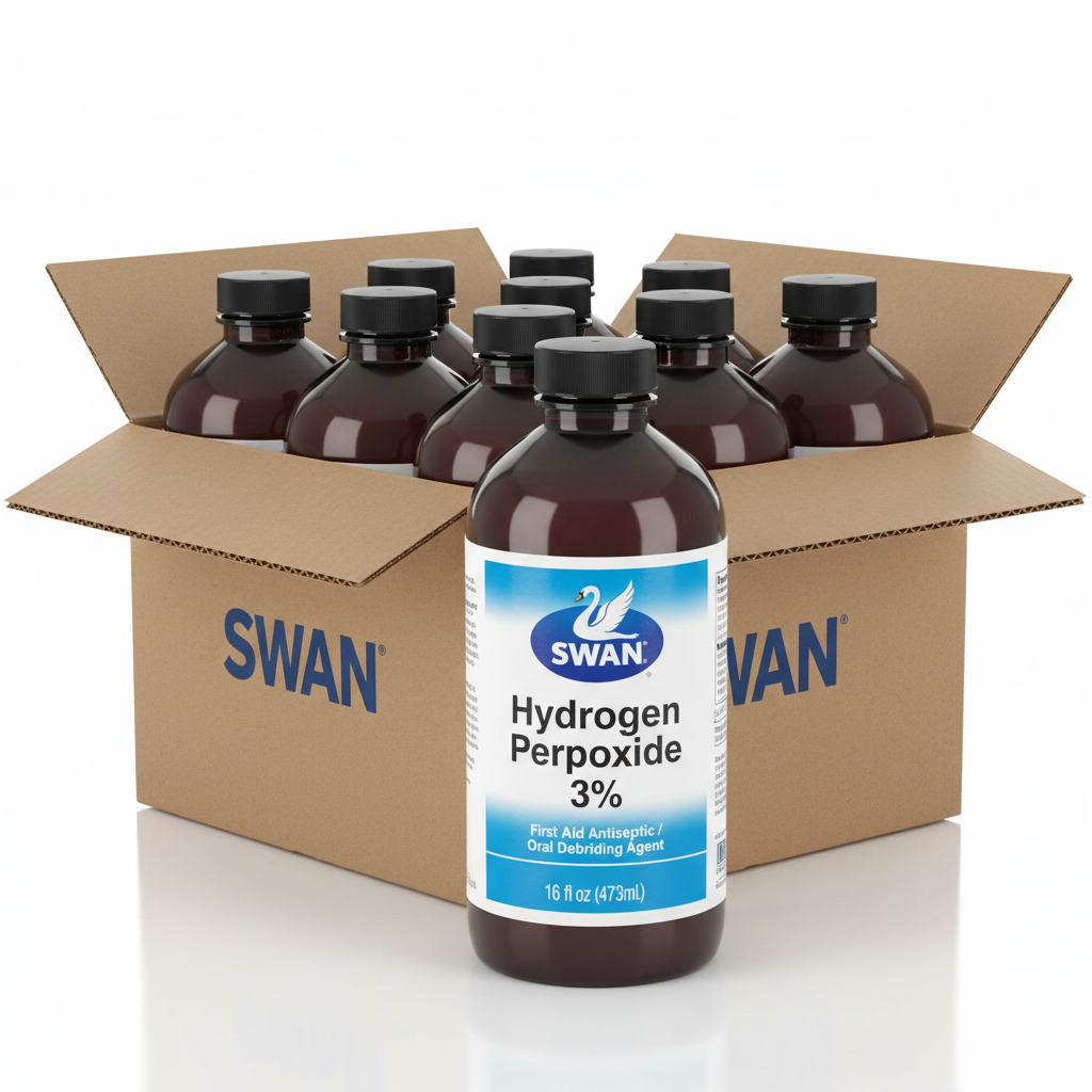 Swan Hydrogen Peroxide 3% 160z Bottle 12/Cs - close-up detail shot