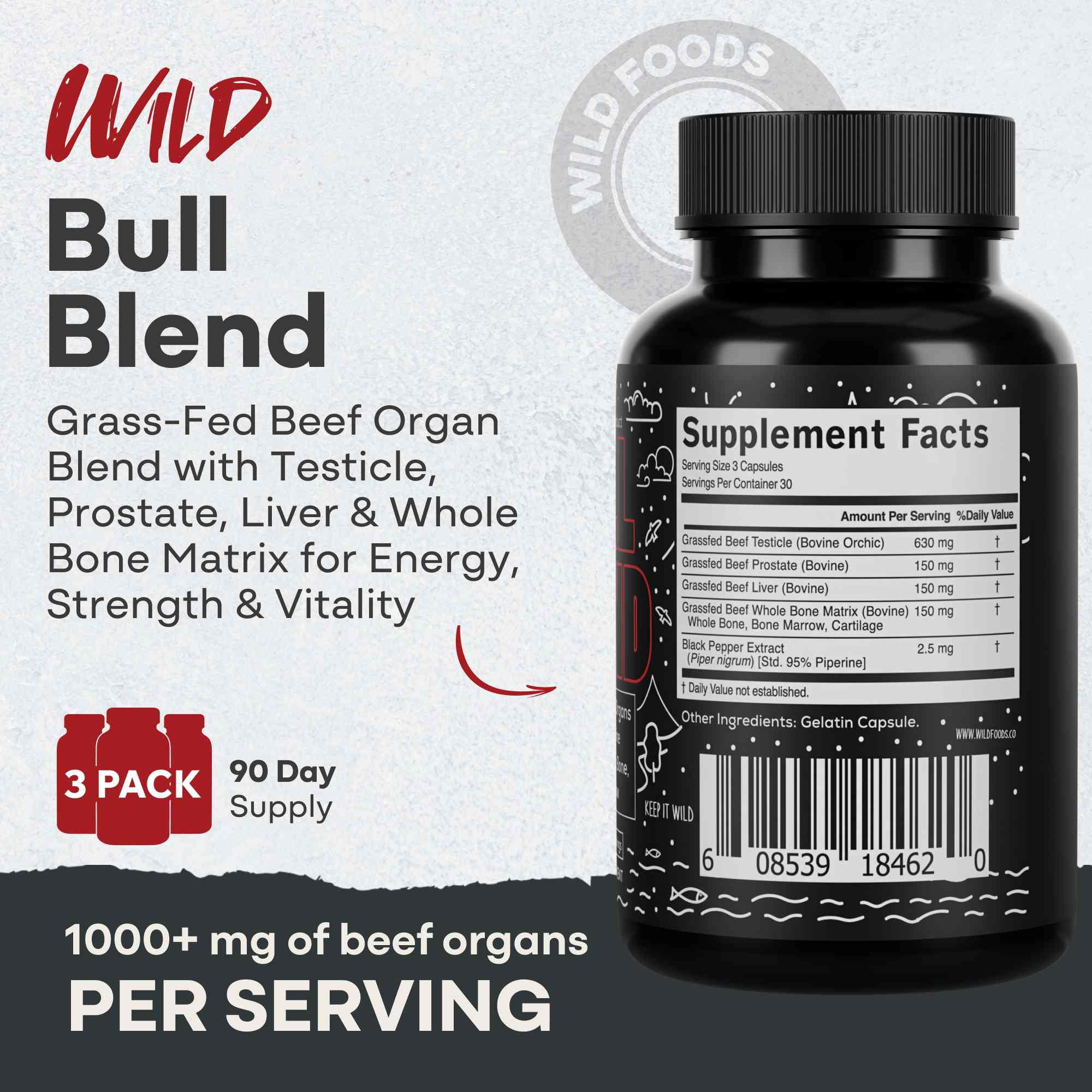 Bull Blend, 30 servings – Natural Male Hormone & Energy Support by Wild Foods