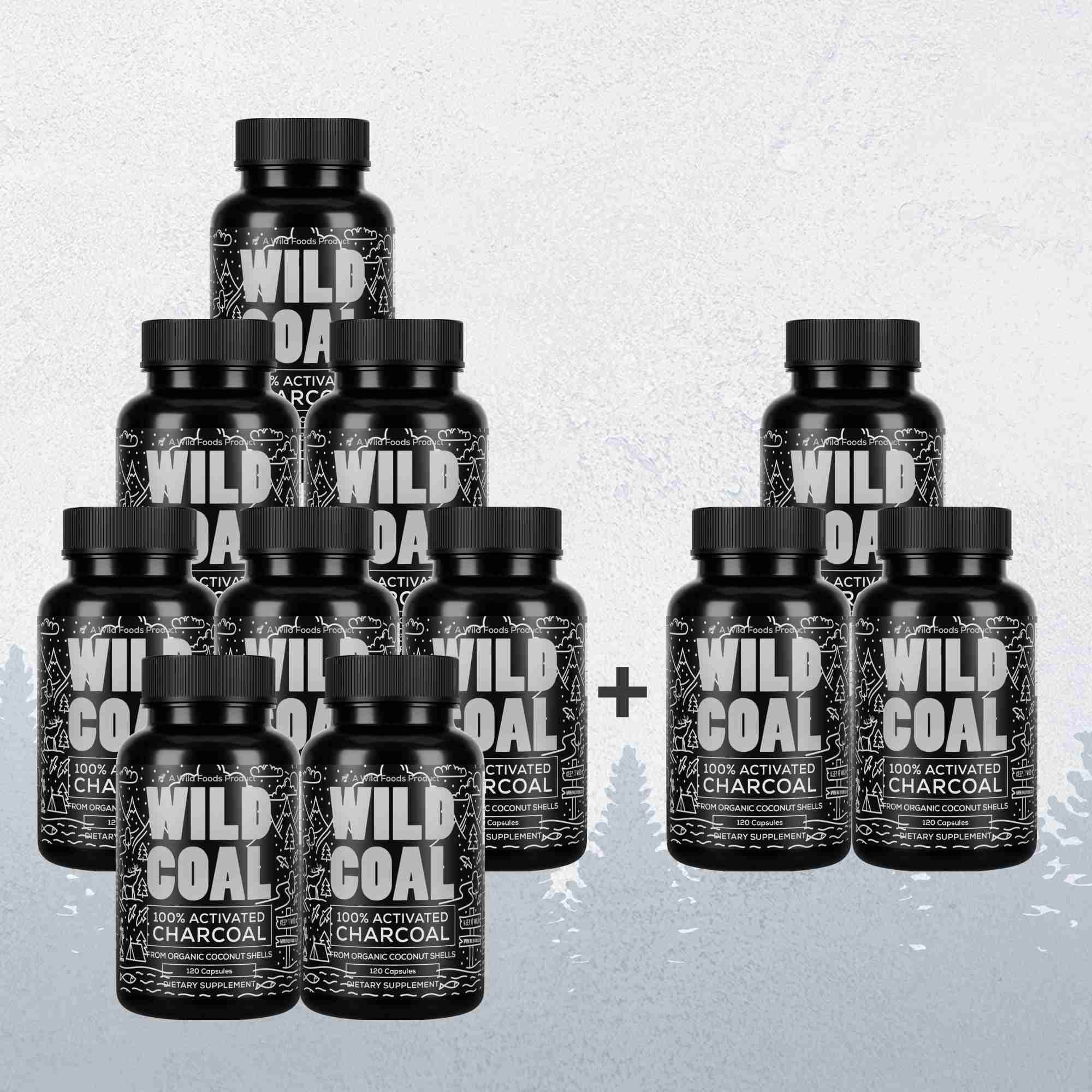 Activated Charcoal Capsules, 60 servings - Made from 100% Organic Coconuts by Wild Foods