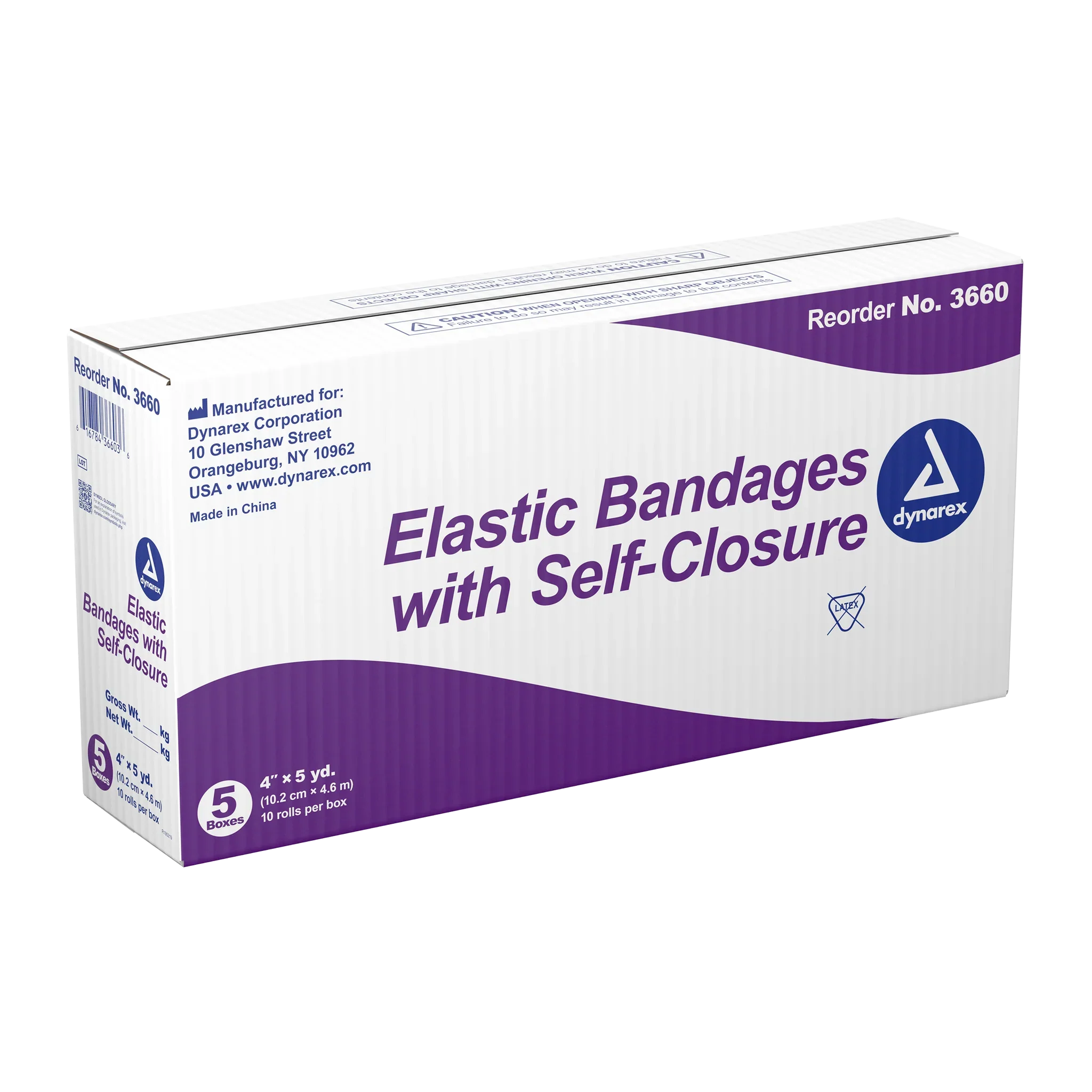 Dynarex Elastic Bandage w/ Self-Closure, 10ea/bx, 5bxs/cs (50 Count)