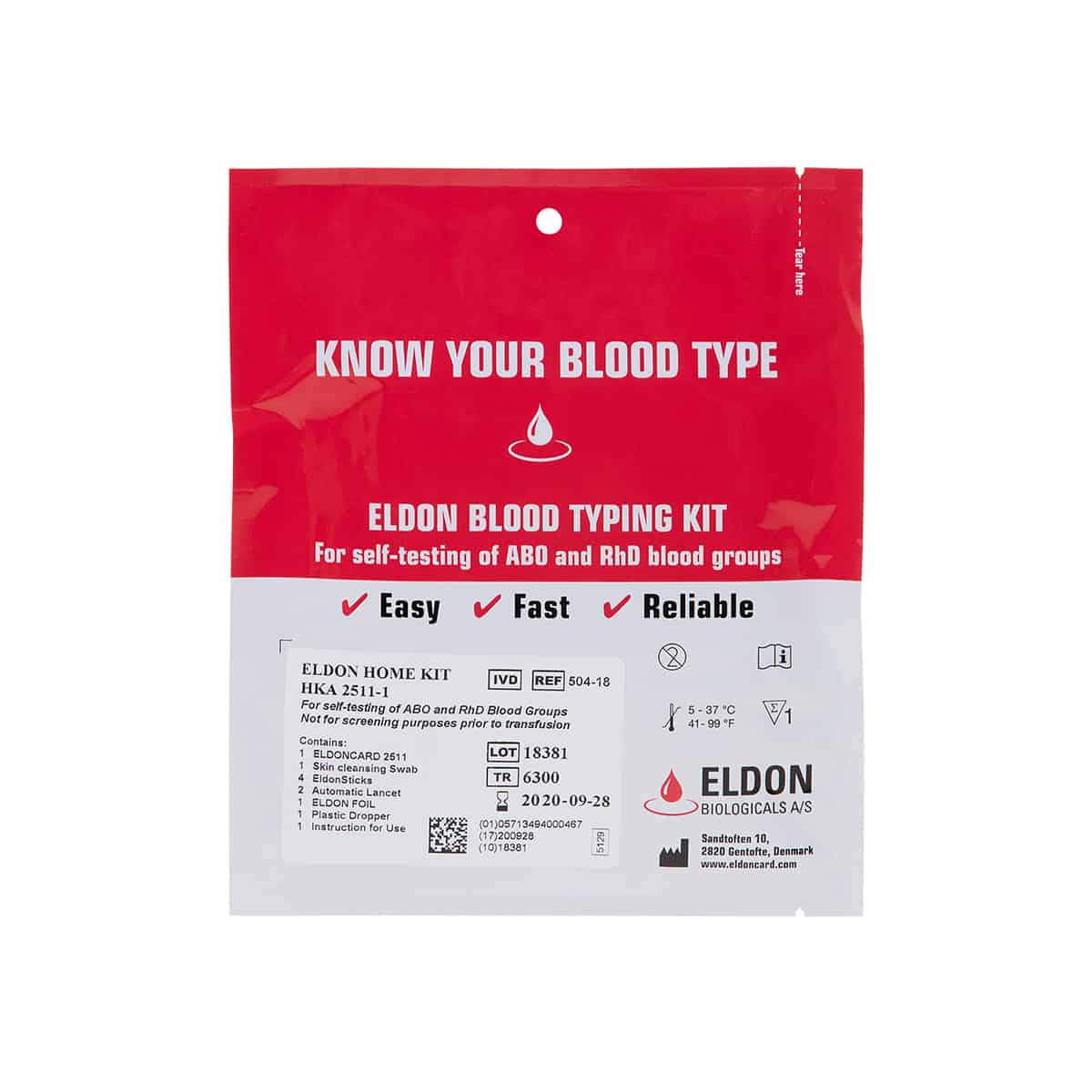 Combat Medical EldonCard, ABO/Rh Blood Typing KT (Pack of 10)
