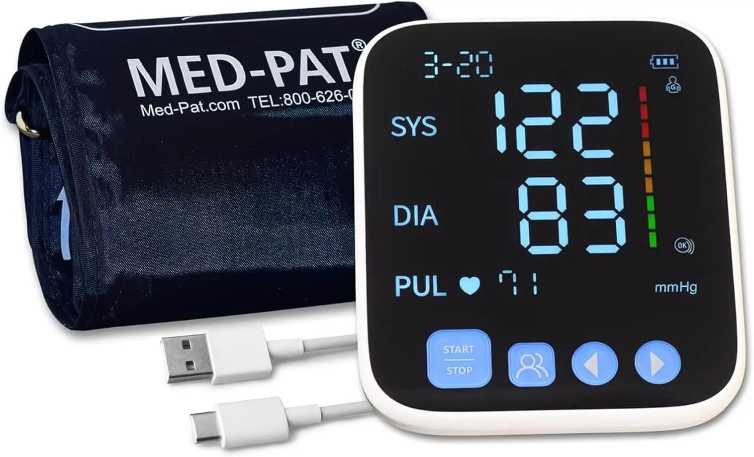 Med-Pat BP-S Arm Blood Pressure Monitor – Accurate and Reliable Home Health Device with Easy-to-Read Display and One-Touch Operation