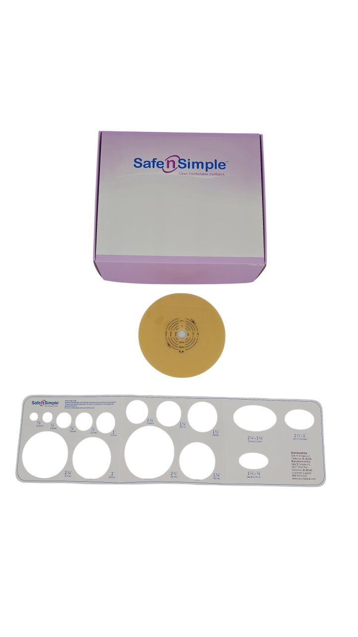 Safe N Simple 2-Piece Round Wafer Standard Wear Solid Hydrocolloid 57mm 2 1/4" Flange Cut to Fit (80 Count)