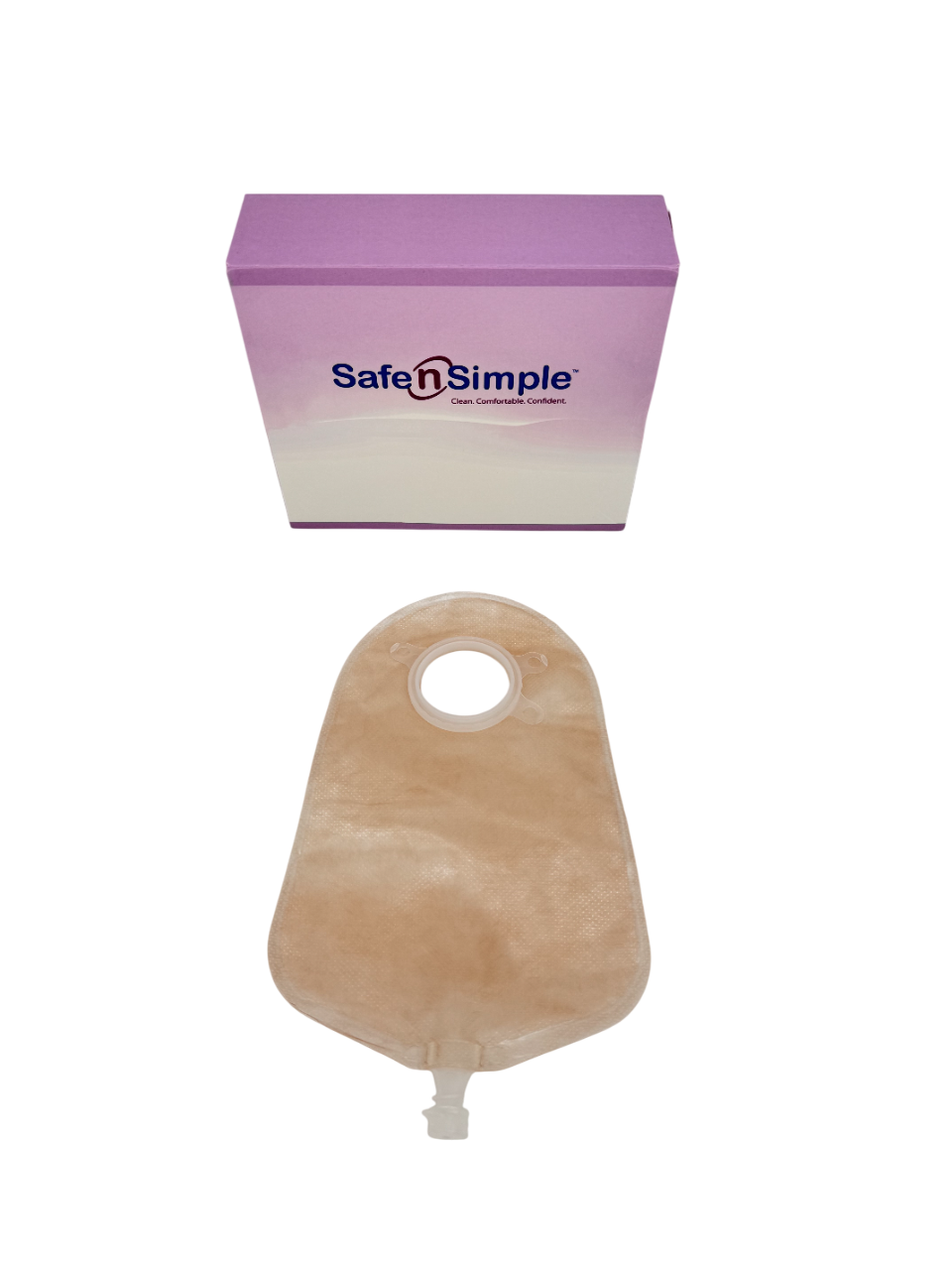 Safe N Simple 9" Urostomy 2-Piece Pouch Transparent, Flange with Cap and Belt Tabs (80 Count)