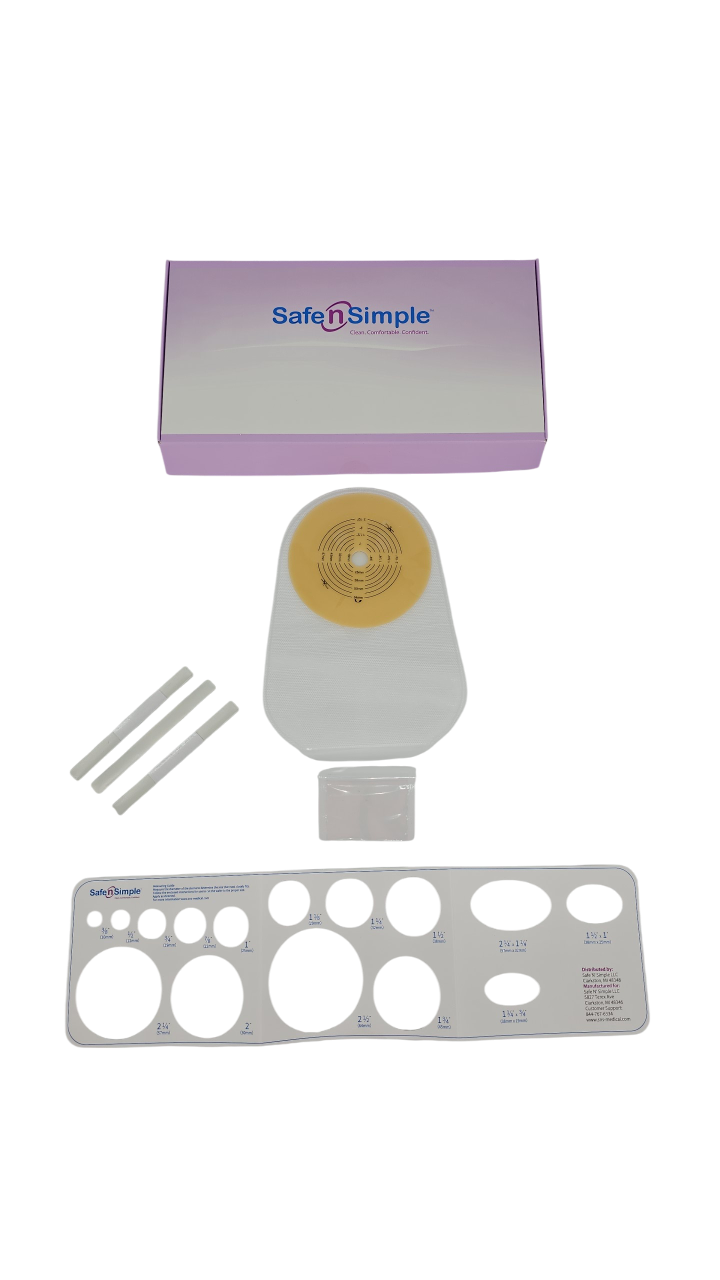 Safe N Simple 9" Drainable 1-Piece Pouch Standard Wear Cut-to-Fit Transparent with Soft Tail Closure (80 Count)