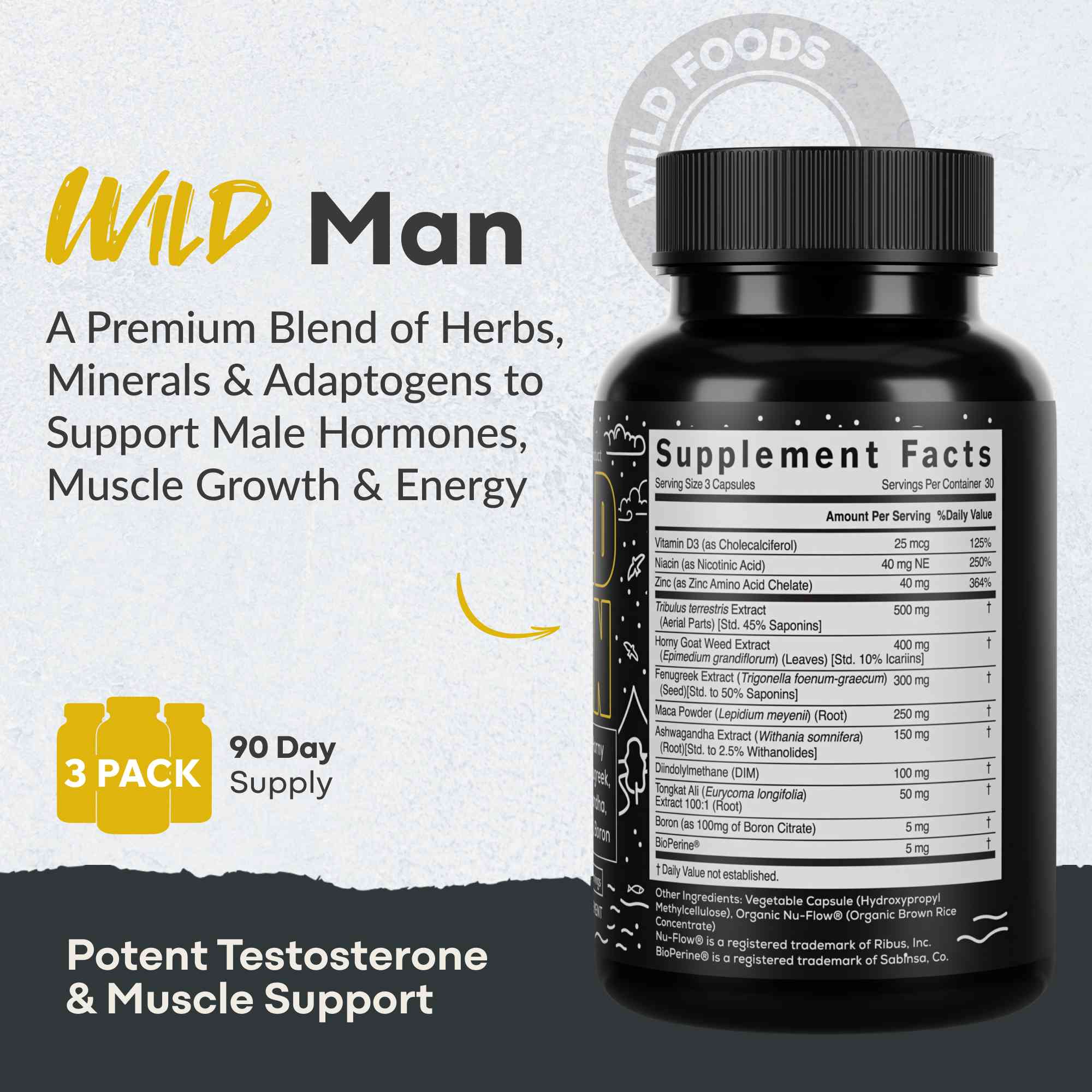 Wild Man Herbal Stack – Male Hormone Balance & Performance by Wild Foods