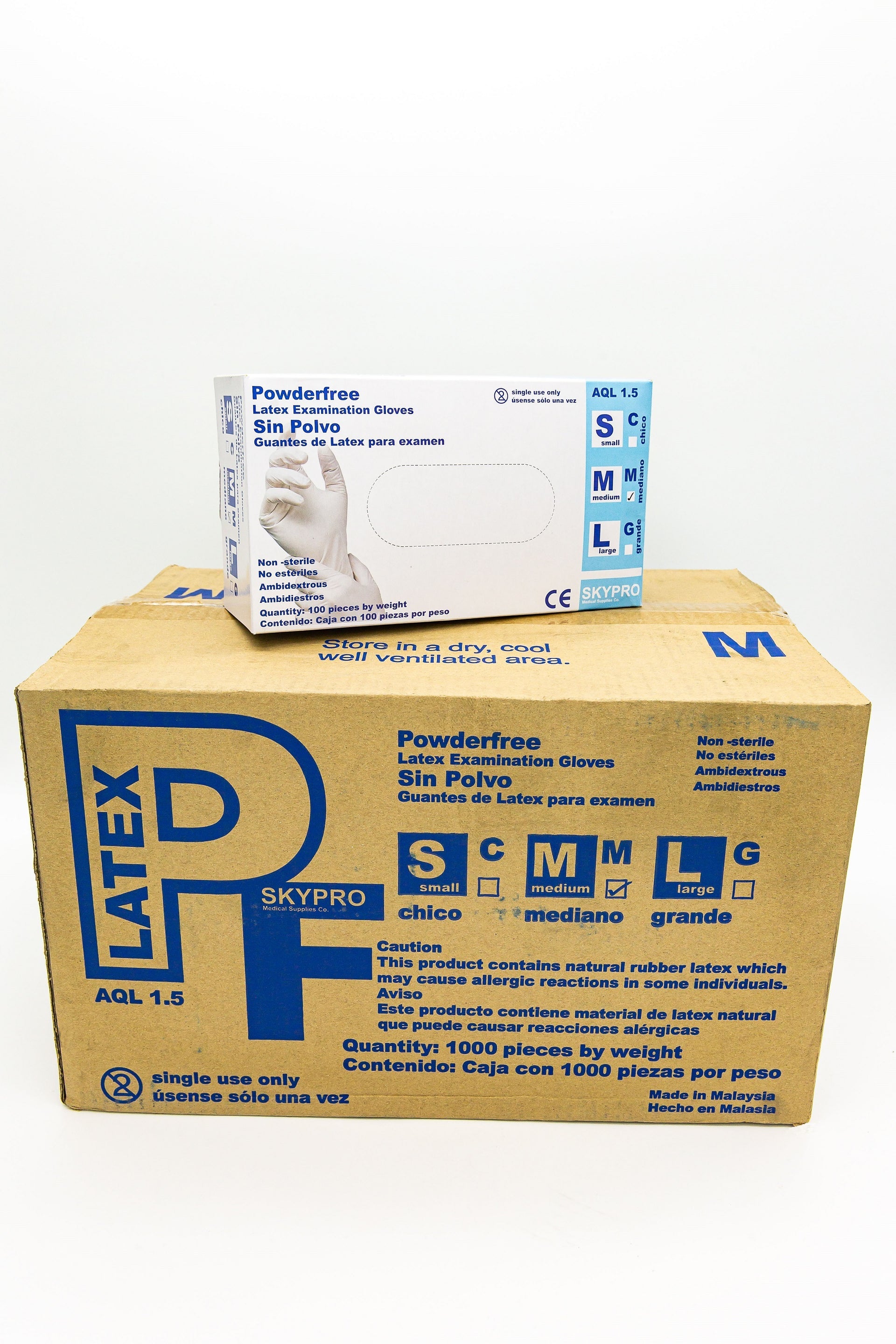 כפפות לבחינת SkyPro Latex - 100/BX