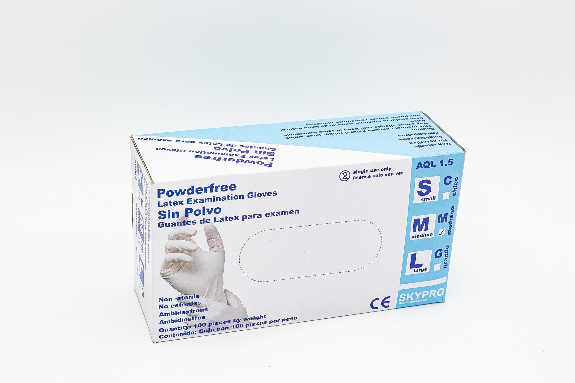 כפפות לבחינת SkyPro Latex - 100/BX